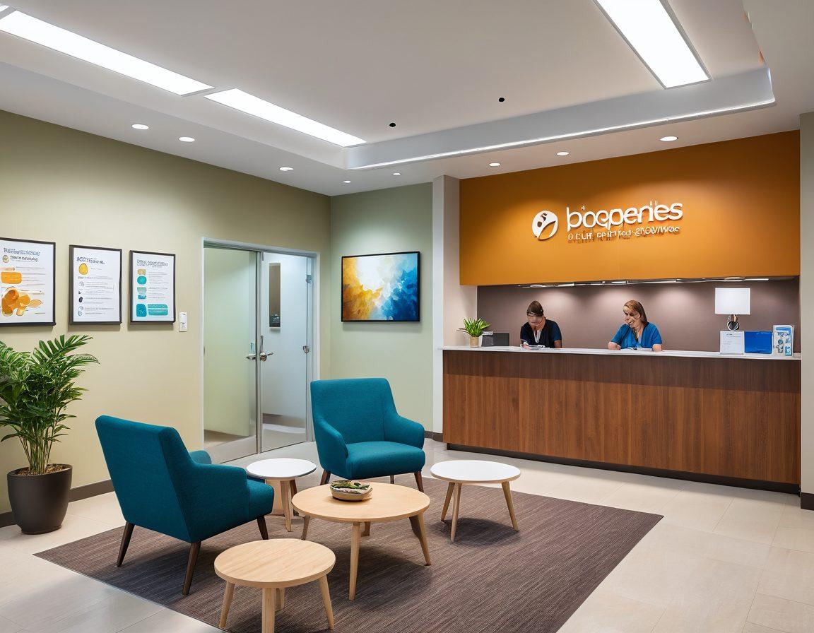 A welcoming clinic environment showcasing various healthcare services: a family in a preventive care consultation, a doctor explaining specialty services to an engaged patient, and a modern reception area filled with informative brochures. Warm lighting, comfortable seating, and inclusive visuals reflecting a diverse patient community to create an inviting atmosphere. super-realistic. vibrant colors. bright and open space.